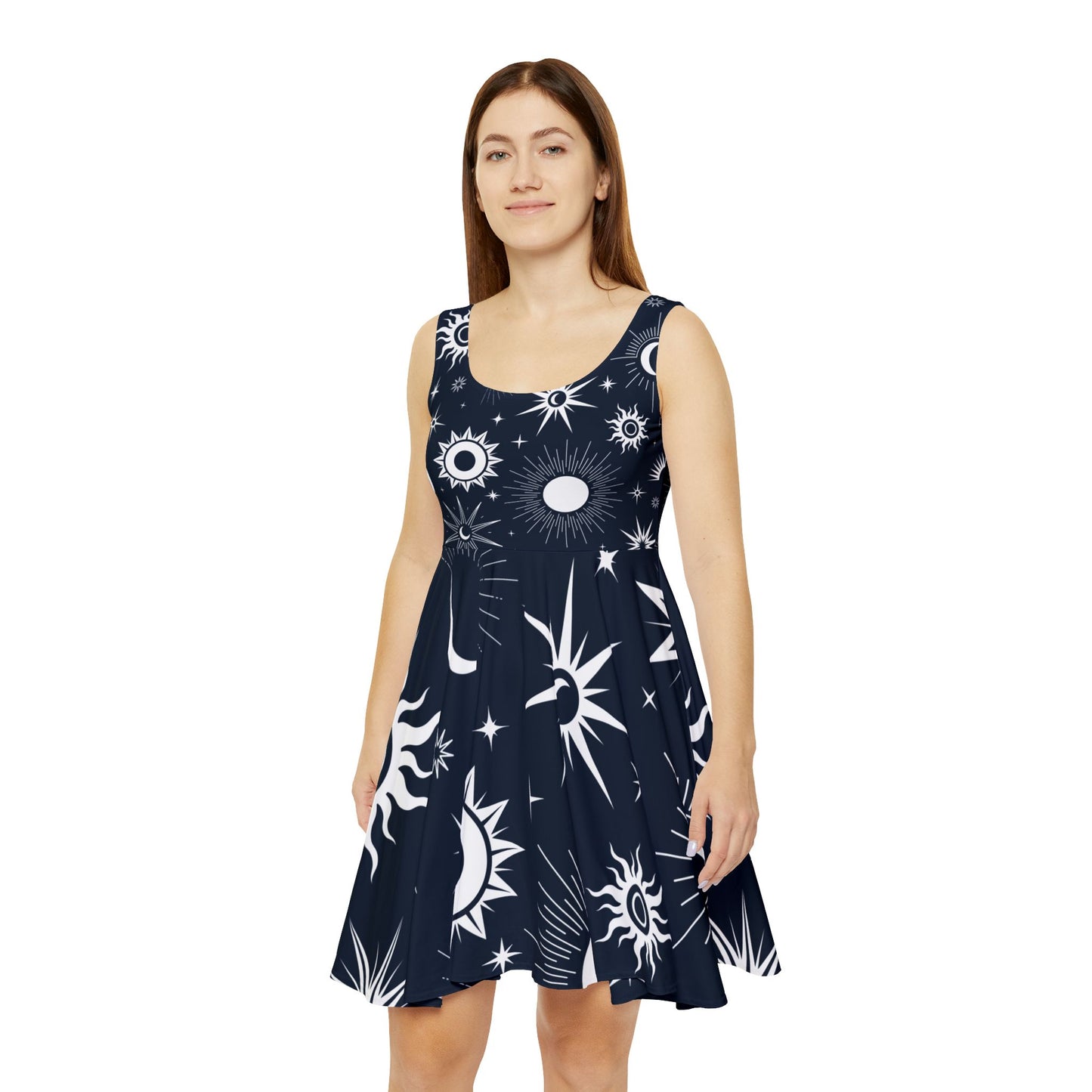Witchy Skater Dress: Sun and Moon Pattern, Alternative Streetwear