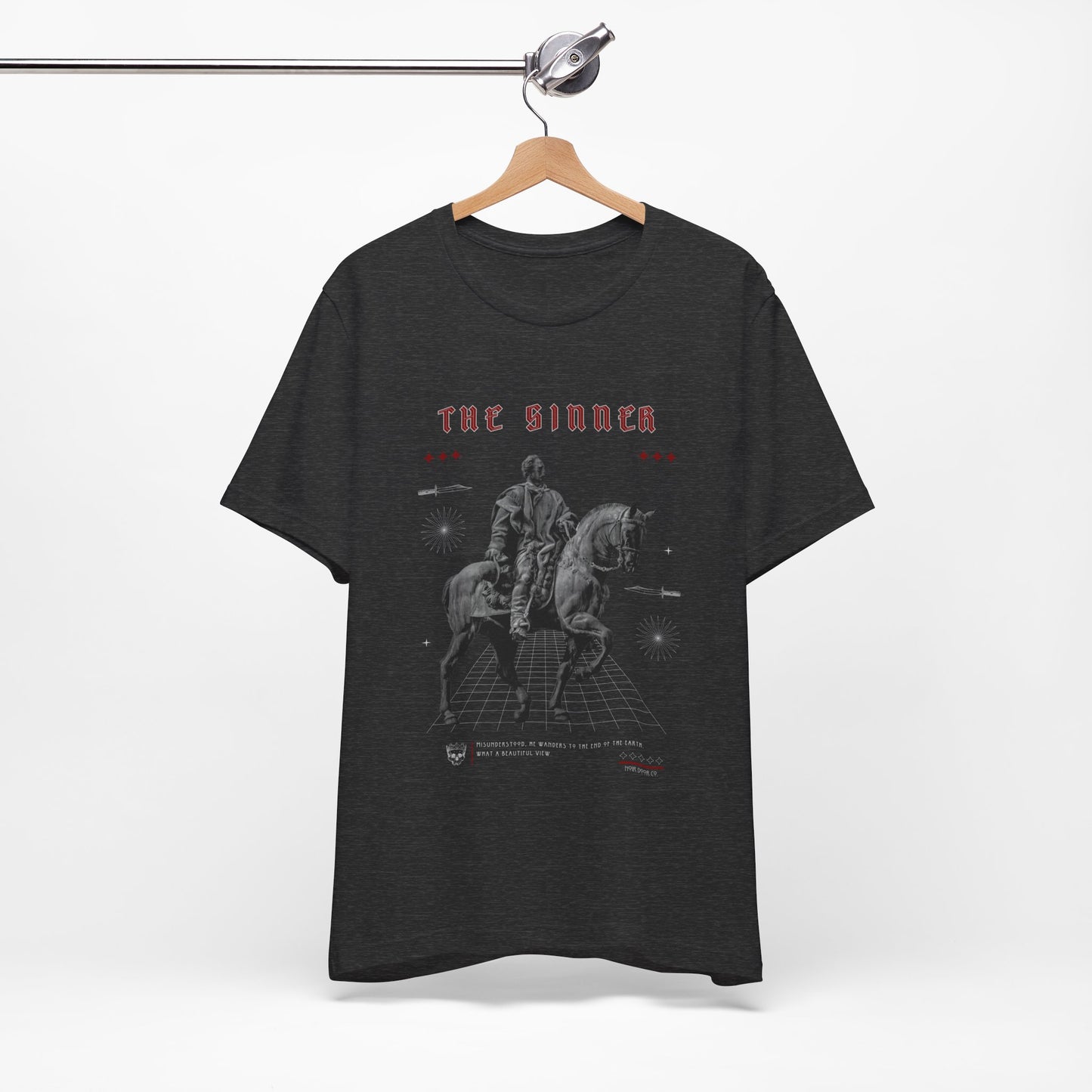 Sinner Tarot T-Shirt: Rebellious Knight, Dark Art Tee