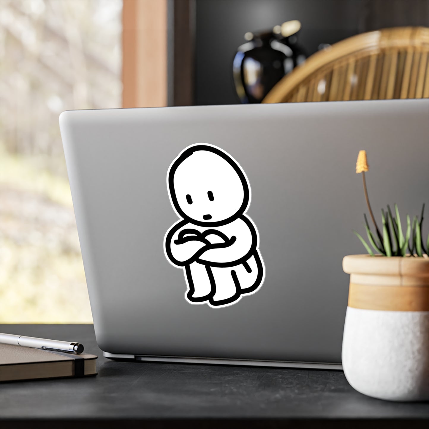Cute Sad Vinyl Decals for Windows and Laptops, Motivational Sticker for Home Decor, Kid-Friendly Wall Art, Gift for Friends