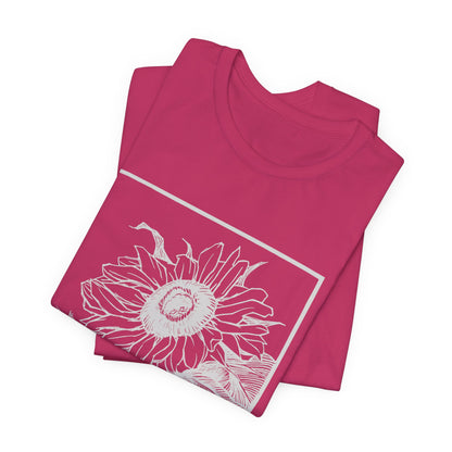 Sunflower Graphic Tee: 'I Am Here' Stencil Portrait, USA Made