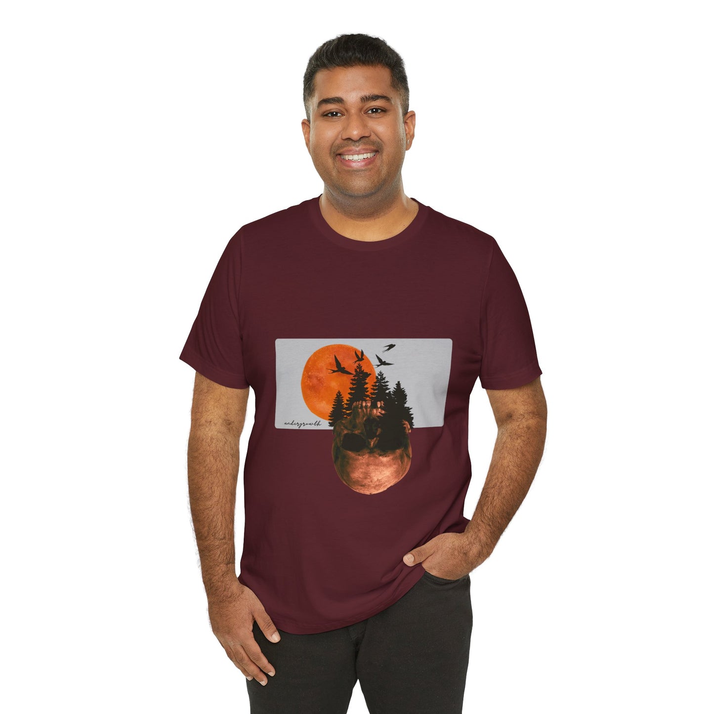 Mystical Skull Graphic Tee: Lunar Undergrowth Design