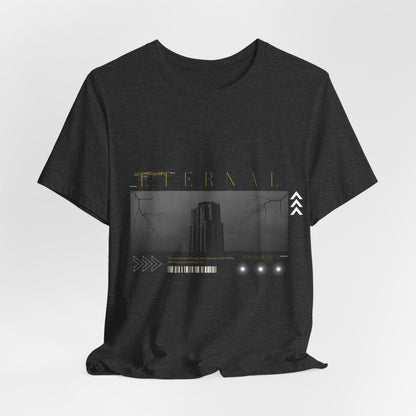 Eternal Skyscraper T-Shirt: Gothic Cityscape, Lightning Bolt Apparel