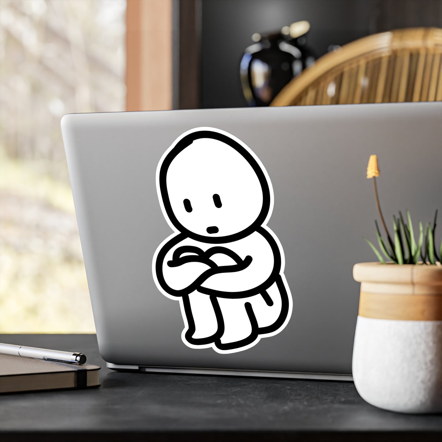Cute Sad Vinyl Decals for Windows and Laptops, Motivational Sticker for Home Decor, Kid-Friendly Wall Art, Gift for Friends