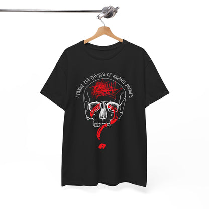 Dada Punk Graphic Tee - ‘I Reject the Premise of Modern Society’ with Line-Art Skull