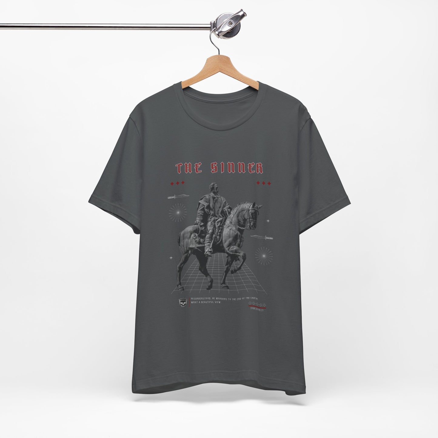 Sinner Tarot T-Shirt: Rebellious Knight, Dark Art Tee