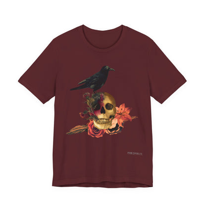 Raven Skull T-Shirt: Gothic Poem Apparel, Dark Illustration