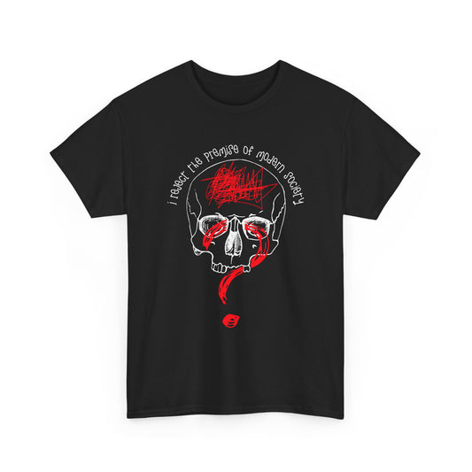Dada Punk Graphic Tee - ‘I Reject the Premise of Modern Society’ with Line-Art Skull
