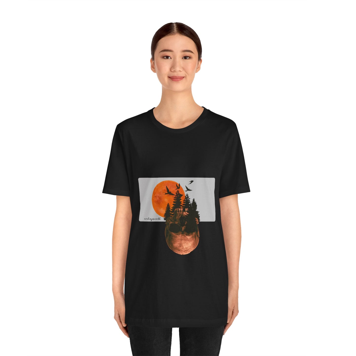 Mystical Skull Graphic Tee: Lunar Undergrowth Design