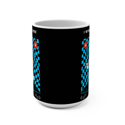 Trippy Checkered Mug: Animated Heart, Grungy Design [15 oz]