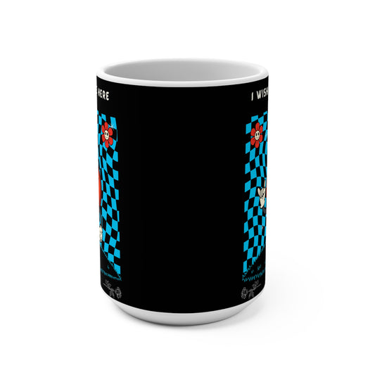 Trippy Checkered Mug: Animated Heart, Grungy Design [15 oz]