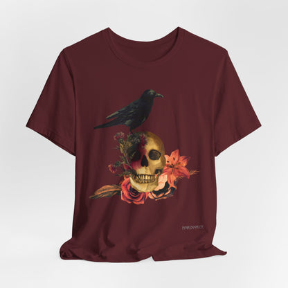 Raven Skull T-Shirt: Gothic Poem Apparel, Dark Illustration