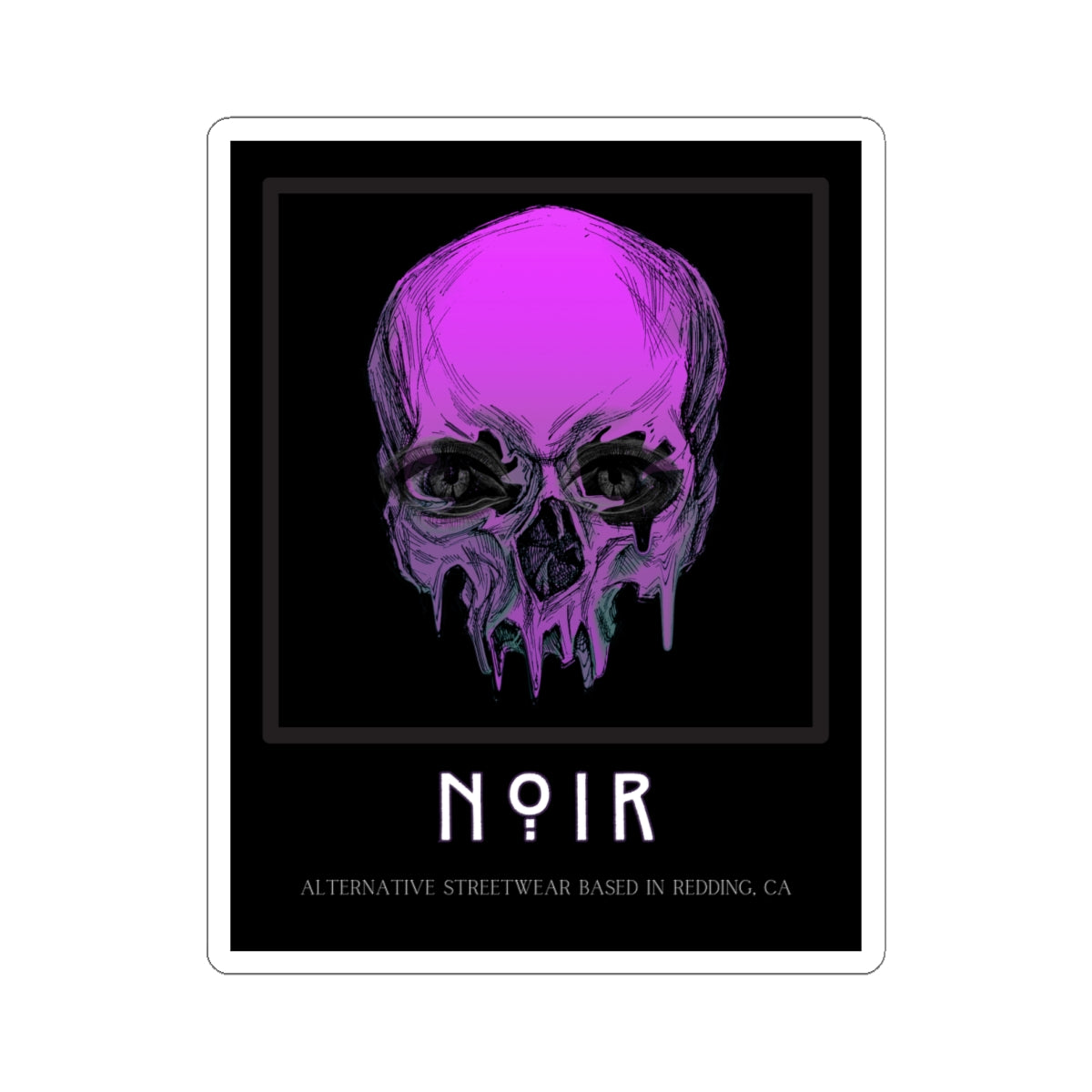 Delve Deeper Sticker, Purple Skull, Introspection Stickers for Notebooks, Aesthetic Apparel, Dripping Skull Print, Alternative Streetwear